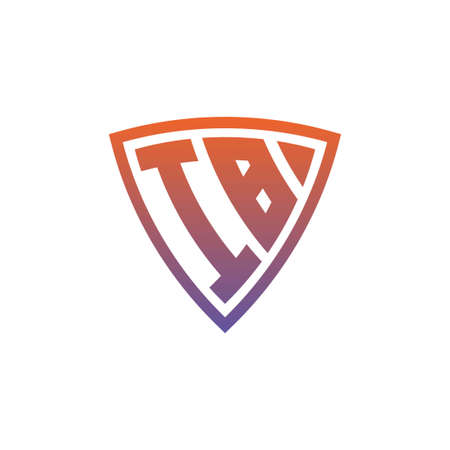 IB Monogram logo letter with modern shield geometric style design. Geometric shield gradient, circle rectangle and triangle shape logo designのイラスト素材