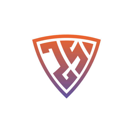 ZS Monogram logo letter with modern shield geometric style design. Geometric shield gradient, circle rectangle and triangle shape logo designのイラスト素材