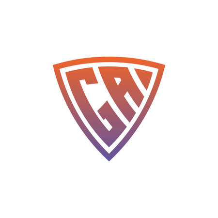 GA Monogram logo letter with modern shield geometric style design. Geometric shield gradient, circle rectangle and triangle shape logo designのイラスト素材