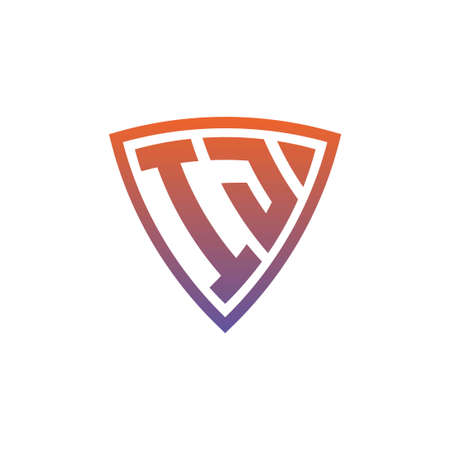 IJ Monogram logo letter with modern shield geometric style design. Geometric shield gradient, circle rectangle and triangle shape logo designのイラスト素材