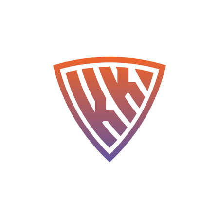 KK Monogram logo letter with modern shield geometric style design. Geometric shield gradient, circle rectangle and triangle shape logo designのイラスト素材