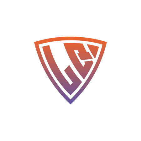 LQ Monogram logo letter with modern shield geometric style design. Geometric shield gradient, circle rectangle and triangle shape logo designのイラスト素材
