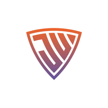 JU Monogram logo letter with modern shield geometric style design. Geometric shield gradient, circle rectangle and triangle shape logo designのイラスト素材