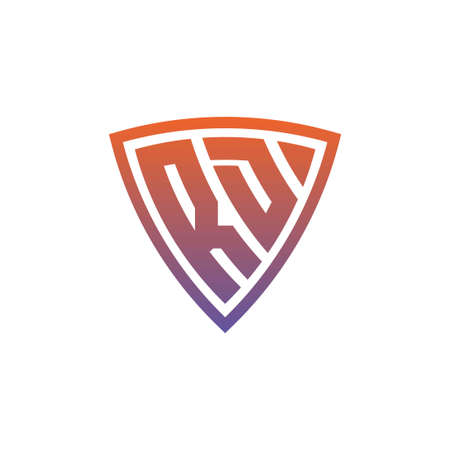 RD Monogram logo letter with modern shield geometric style design. Geometric shield gradient, circle rectangle and triangle shape logo designのイラスト素材