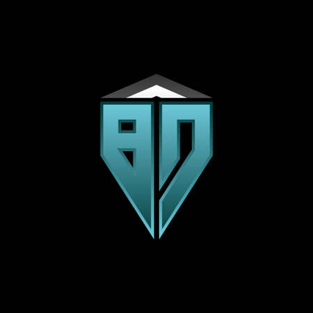 BD Monogram logo letter with modern blue light gaming design. Geometric esport logo, gaming shield logo design.のイラスト素材