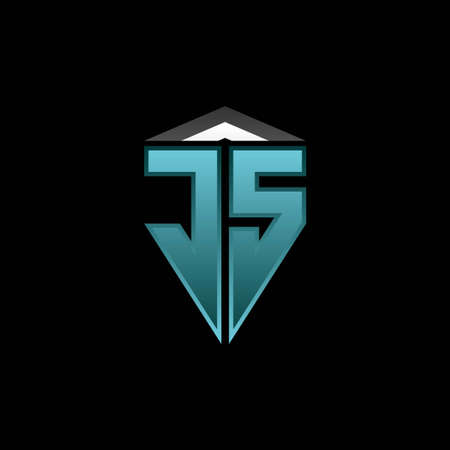 CS Monogram logo letter with modern blue light gaming design. Geometric esport logo, gaming shield logo design.のイラスト素材