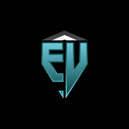 EU Monogram logo letter with modern blue light gaming design. Geometric esport logo, gaming shield logo design.のイラスト素材