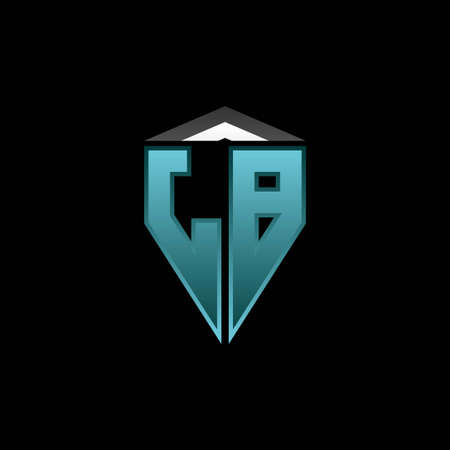 JB Monogram logo letter with modern blue light gaming design. Geometric esport logo, gaming shield logo design.のイラスト素材
