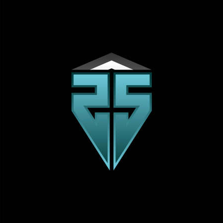 ZS Monogram logo letter with modern blue light gaming design. Geometric esport logo, gaming shield logo design.のイラスト素材