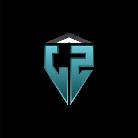 JZ Monogram logo letter with modern blue light gaming design. Geometric esport logo, gaming shield logo design.のイラスト素材