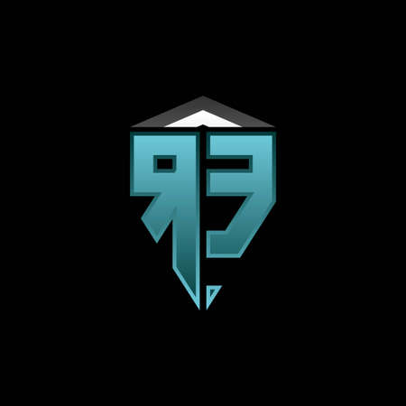 RE Monogram logo letter with modern blue light gaming design. Geometric esport logo, gaming shield logo design.のイラスト素材