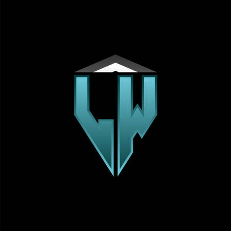 LW Monogram logo letter with modern blue light gaming design. Geometric esport logo, gaming shield logo design.のイラスト素材