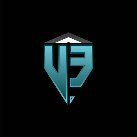 UE Monogram logo letter with modern blue light gaming design. Geometric esport logo, gaming shield logo design.のイラスト素材