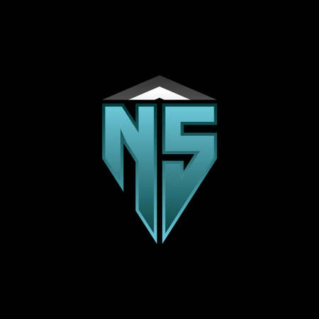 NS Monogram logo letter with modern blue light gaming design. Geometric esport logo, gaming shield logo design.のイラスト素材