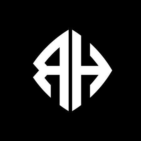 RH Logo initial monogram with geometric modern rectangle rounded style design in isolated background, minimalist geometric shape style logo.のイラスト素材