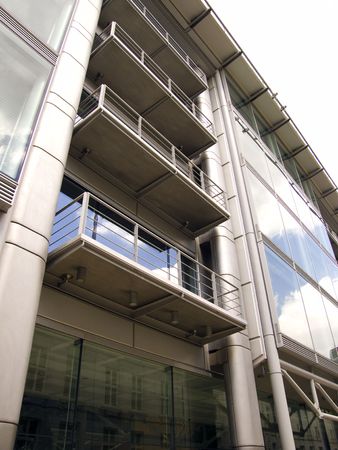Modern office building exterior with balconyの写真素材