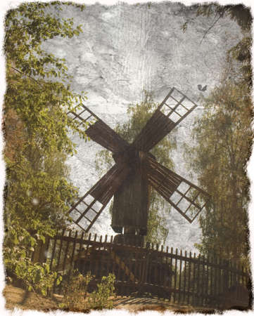 Finland Helsinki Seurasaari Windmill Aged Effectの写真素材