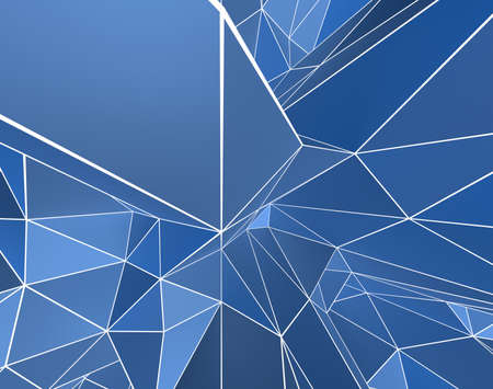 3D Abstract Pattern with Blue Shading  White Wireframe