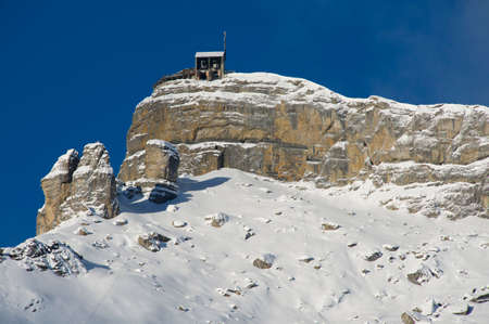 Murren, Switzerland - December 08, 2009: Birg cable car station, 2970 meters above sea level, Switzerland.のeditorial素材