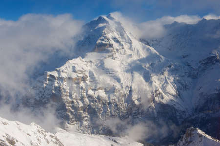 Winter mountain view in Bernese Oberland, Switzerland.の写真素材