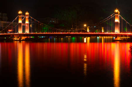 Bridge at night in Guilin, Guangxi, China.の写真素材