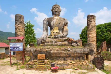 Relics of Wat Piyawat temple, Xiangkhouang province, Laos. This Buddha image is the only one in Phonsavan area, which survived US carpet bombings of Laos during Vietnam war.のeditorial素材