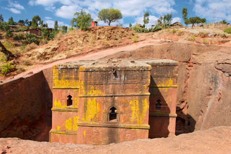 Unique monolithic rock-hewn Church of St. George (Bete Giyorgis), UNESCO World heritage, Lalibela, Ethiopia.のeditorial素材