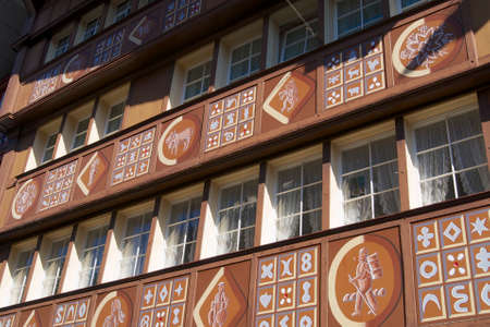 Appenzell, Switzerland - September 29, 2007 : Traditional Appenzell building exterior in Appenzell, Switzerland.のeditorial素材