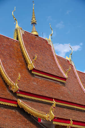Roof of Wat Mani Phraison, Mae Sot, Tak province, Thailand.