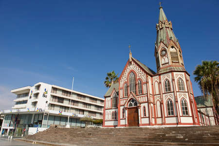Arica, Chile - October 20, 2013 : San Marcos de Arica cathedral exterior in Arica, Chile. The cathedral was designed by Gustave Eiffel and was constructed in the 1870のeditorial素材