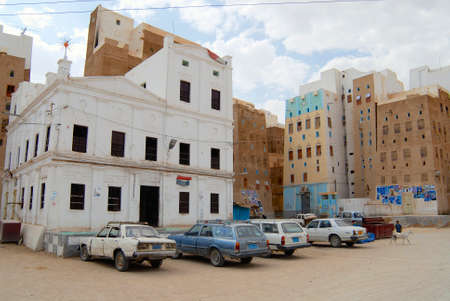 Shibam, Yemen - September 12, 2006 : Exterior of the central square of Shibam town in Shibam, Yemen. UNESCO World Heritage site.のeditorial素材