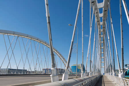 Astana, Kazakhstan - September 25, 2011 : Arkhar bridge over Ishim river exterior in Astana, Kazakhstan.のeditorial素材