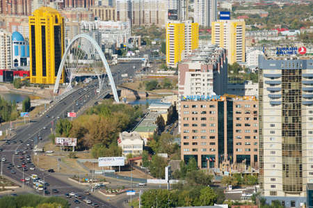 Astana, Kazakhstan - September 25, 2011 : Aerial view to Astana city buildings in Astana, Kazakhstan.のeditorial素材