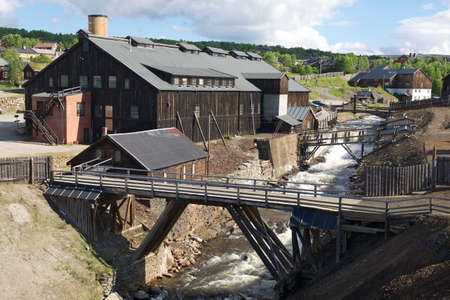 Roros, Norway - July 24, 2013 : Exterior of the former copper smelter factory in Roros, Norway. Roros town is declared a UNESCO World Heritage site.のeditorial素材