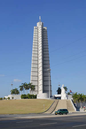 Havana, Cuba, October 21, 2006 - Car passes Memorial to Jose Marti at the Square of Revolution in Havana, Cuba.のeditorial素材