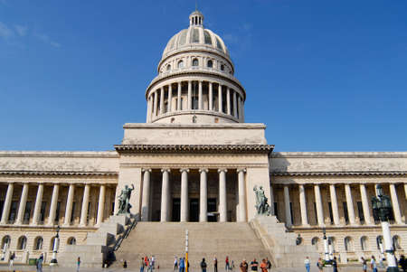 Havana, Cuba, October 21, 2006 - People walk in front of the Capitolio building in Havana, Cuba.のeditorial素材