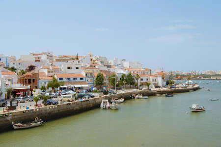 Ferragudo, Portugal - July 18, 2006 : View to Ferragudo town from across the Rio Arade in Ferragudo, Portugal.のeditorial素材
