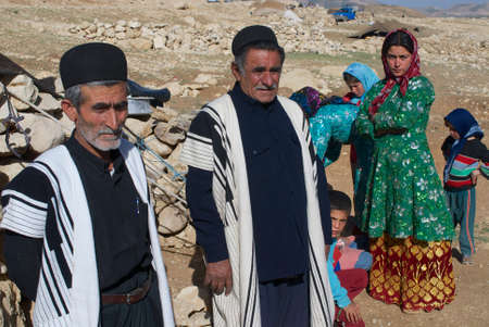 Circa Isfahan, Iran,  June 22, 2007 - People wear traditional dresses circa Isfahan, Iran. Some Bakhtiari people in Iran still follow nomadic lifestyle, live in tents and wear traditional dress daily.のeditorial素材