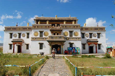 Kharkhorin, Mongolia, August 22, 2006 - Mongolian people explore Erdene Zuu monastery in Kharkhorin, Mongolia. Erdene Zuu monastery is a UNESCO World Heritage site.のeditorial素材