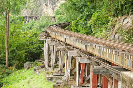 Thailand-Burma Death railway follows the bents of the river Kwai, Kanchanaburi, Thailand.