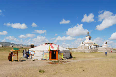 Kharkhorin, Mongolia, August 22, 2006 - People visit Erdene Zuu monastery in Kharkhorin, Mongolia. Erdene Zuu monastery is a UNESCO World Heritage site.のeditorial素材