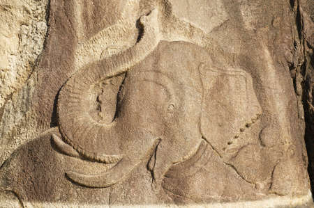 Elephant pond carving in Isurumuniya rock temple in  Anuradhapura, Sri Lanka.の写真素材