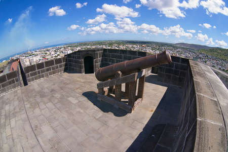 Port Louis, Mauritius - October 29, 2012 : Exterior of the old cannon in Fort Adelaide in Port Louis, Mauritius.のeditorial素材