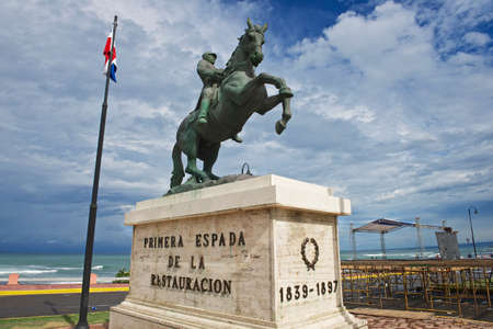 Puerto Plata, Dominican Republic - November 04, 2012 : Equestrian statue to the general Gregorio Luperon in Puerto Plata, Dominican Republic. Luperon was the 20th President of the Dominican Republic.のeditorial素材