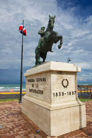 Puerto Plata, Dominican Republic - November 04, 2012 : Equestrian statue to the general Gregorio Luperon in Puerto Plata, Dominican Republic. Luperon was the 20th President of the Dominican Republic.のeditorial素材