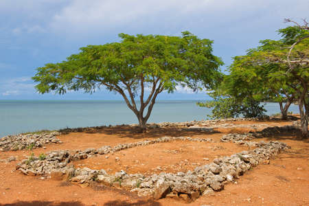 Puerto Plata, Dominican Republic - November 03, 2012 : Ruins of La Isabella settlement in Puerto Plata, Dominican Republic. La Isabella was founded by Christopher Columbus in 1493.のeditorial素材