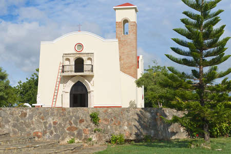 Puerto Plata, Dominican Republic - November 03, 2012 : Exterior of the replica of the first church of the Americas in Puerto Plata, Dominican Republic.のeditorial素材
