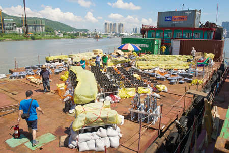 Macau, China, September 14, 2013 - People of the South African team set the pyrotechnic equipment...