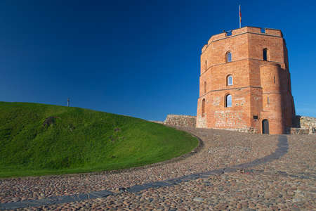 Tower of Gediminas  remaining part of the medieval Upper Castle in Vilnius Lithuania. This tower is the symbol of Vilnius city.のeditorial素材