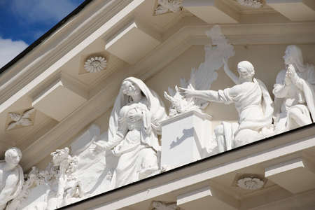 Vilnius Lithuania  May 04 2015 : Exterior detail of the facade of the Cathedral in Vilnius Lithuania.のeditorial素材